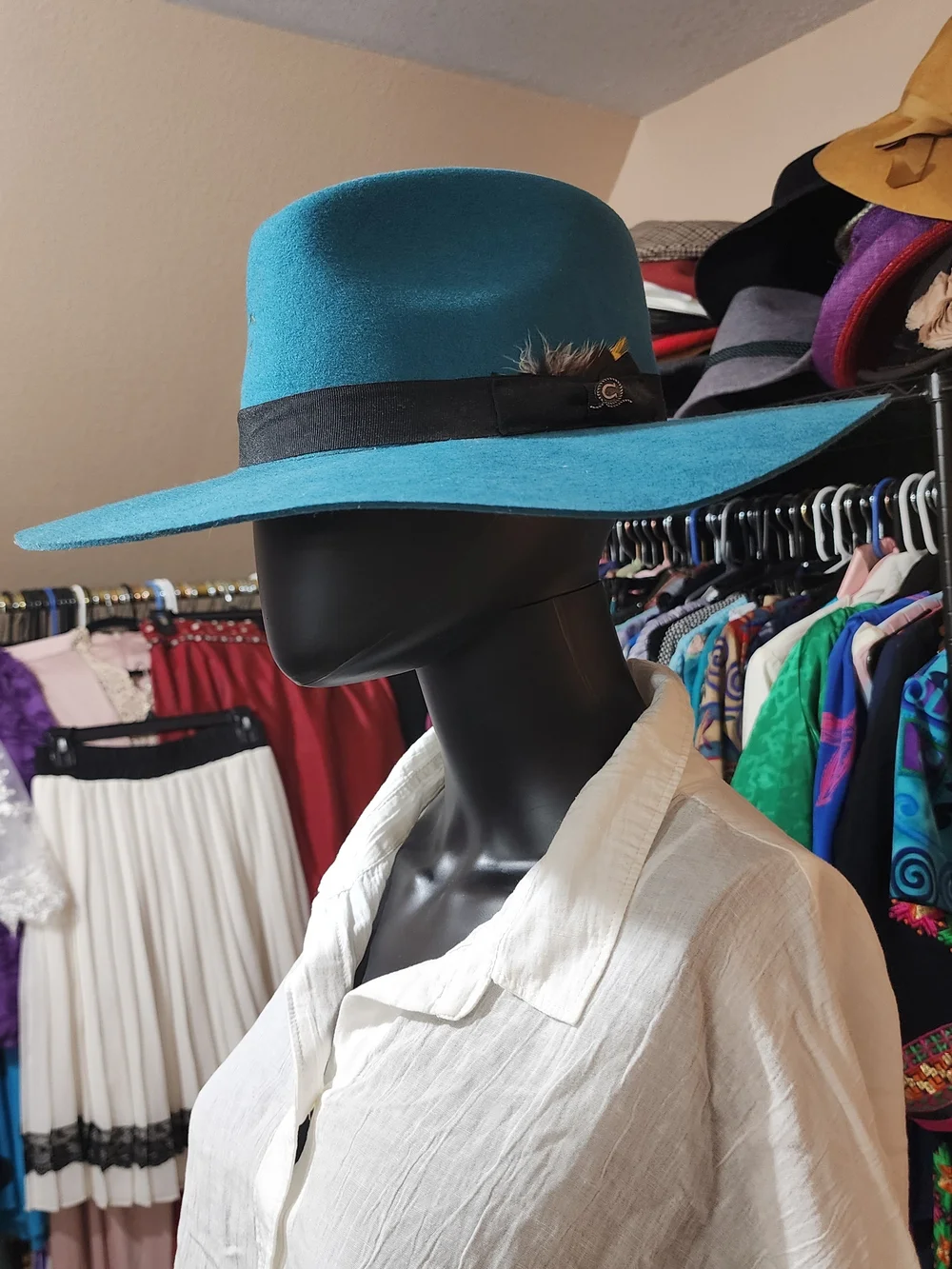 Teal Wool Fedora with Contrast Band